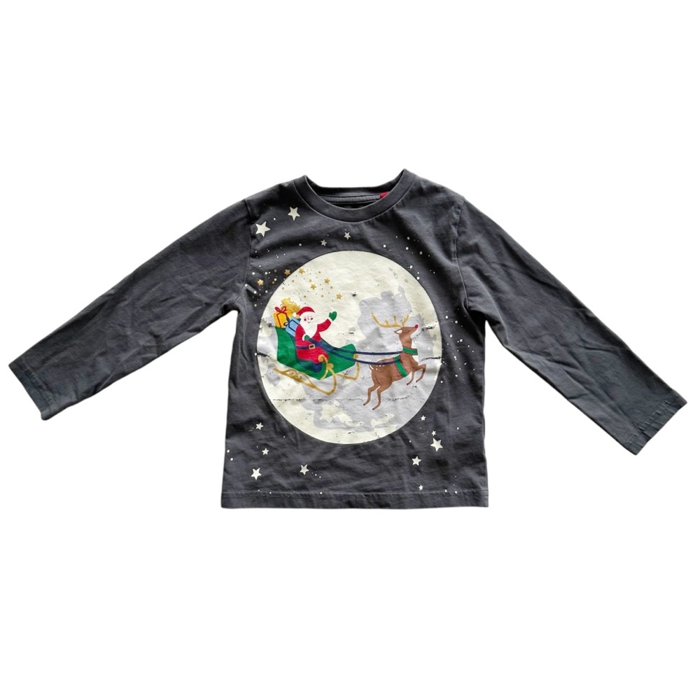 Mini Boden Glow in the dark Santa Tee size 3/4